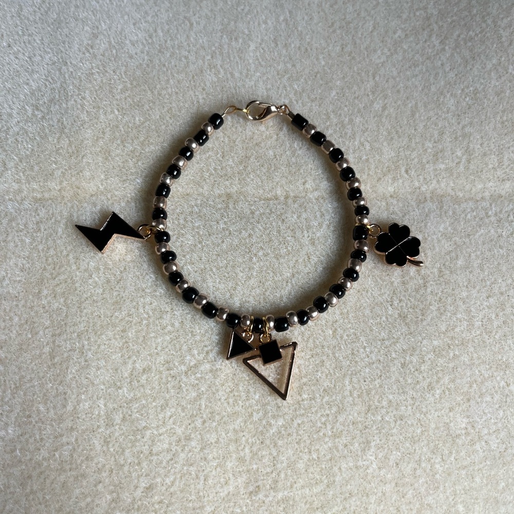 *2 for $20* Black and Gold Beaded Charm Bracelet